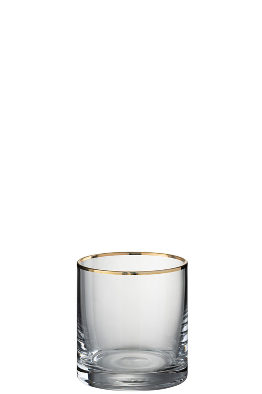 DRINKING GLASS RIM CYLINDER GLASS TRANSPARENT/GOLD
