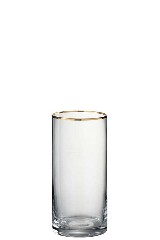 DRINKING GLASS RIM CYLINDER HIGH GLASS TRANSPARENT/GOLD