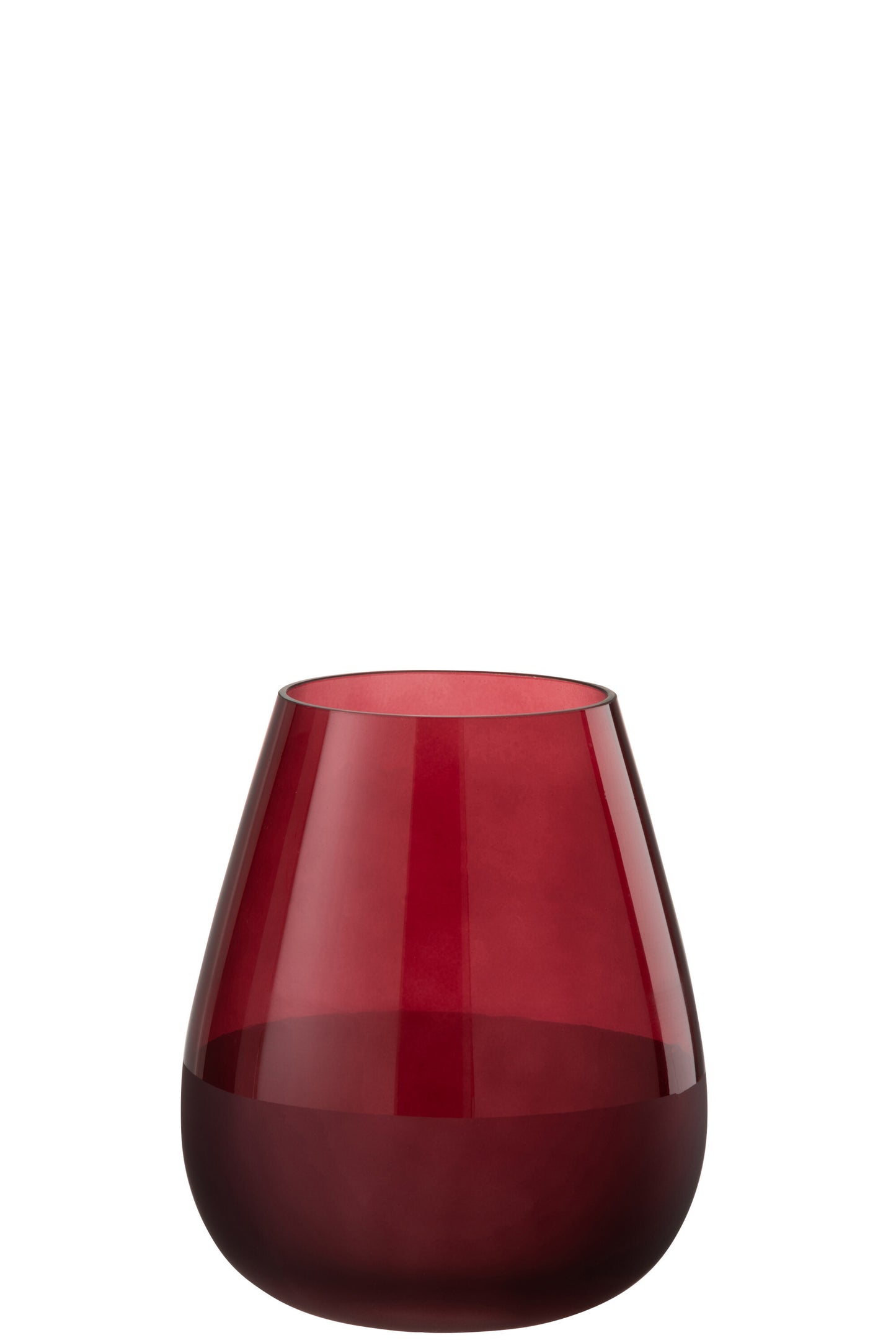 VASE ROUND HALF MAT GLASS DARK RED SMALL