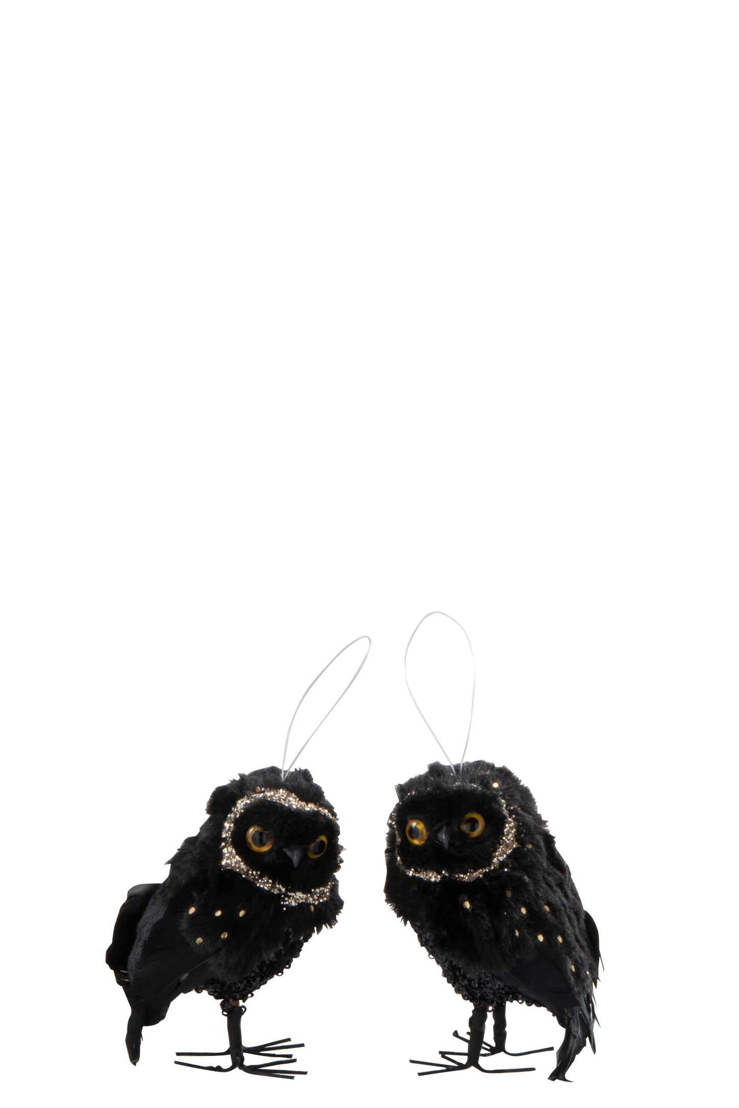 OWL PLUSH/FEATHERS BLACK/GOLD SMALL ASSORTMENT OF 2