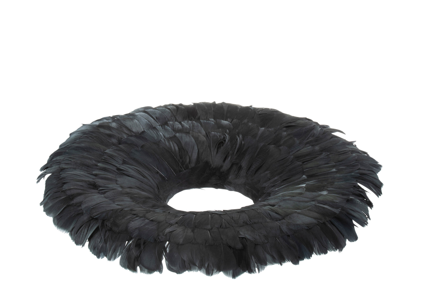 WREATH DECO FEATHERS BLACK