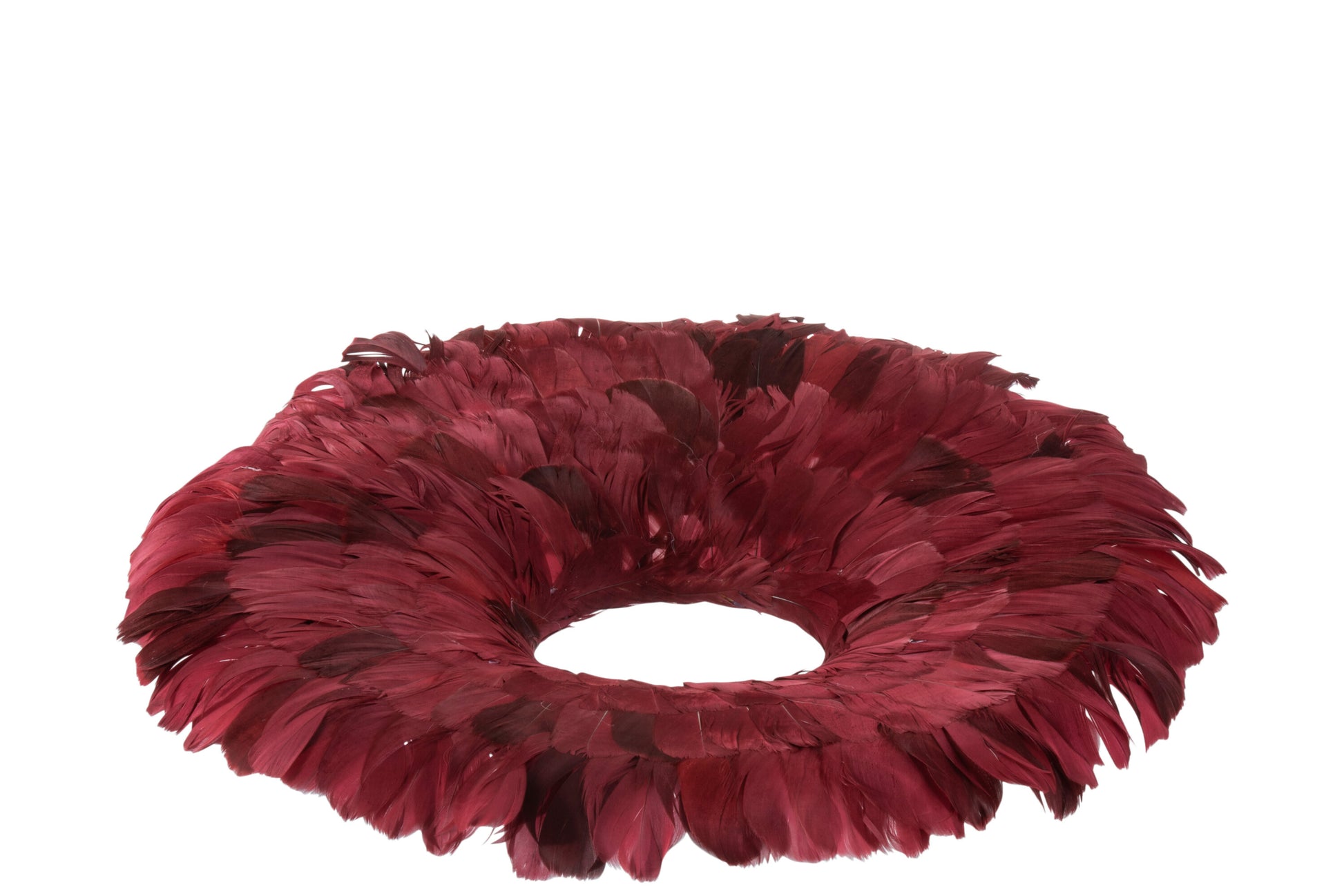 WREATH DECO FEATHERS BORDEAUX