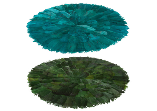 COASTER FEATHERS BLUE/GREEN ASSORTMENT OF 2