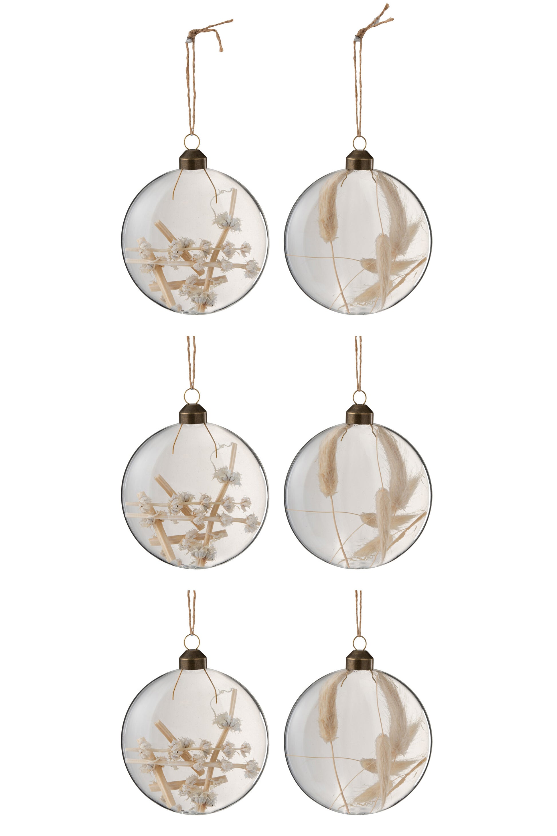 BOX OF 6 CHRISTMAS BAUBLE ROUND PL NAT GLASS TRANSPARENT