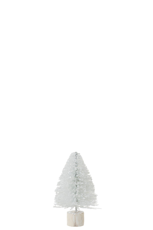 CHRISTMAS TREE DECO GLITTER WHITE SMALL