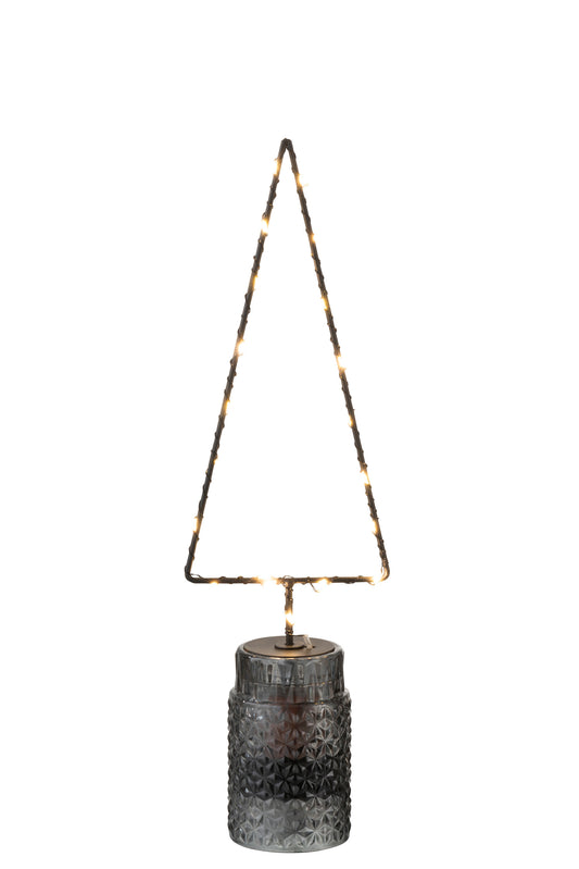 CHRISTMAS TREE+LED+BATTERY OPEN METAL BLACK MEDIUM