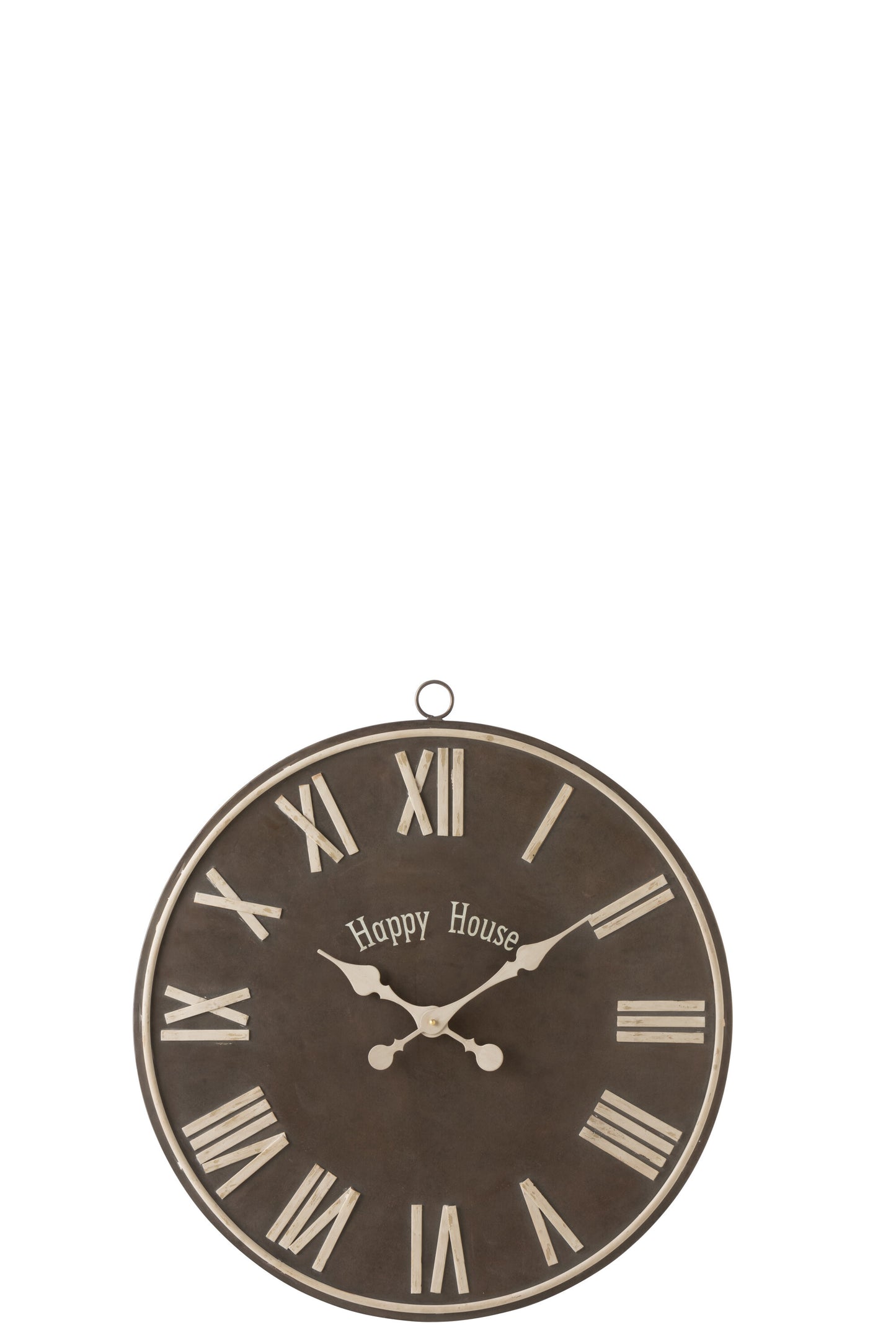 CLOCK HAPPY HOUSE METAL BROWN SMALL