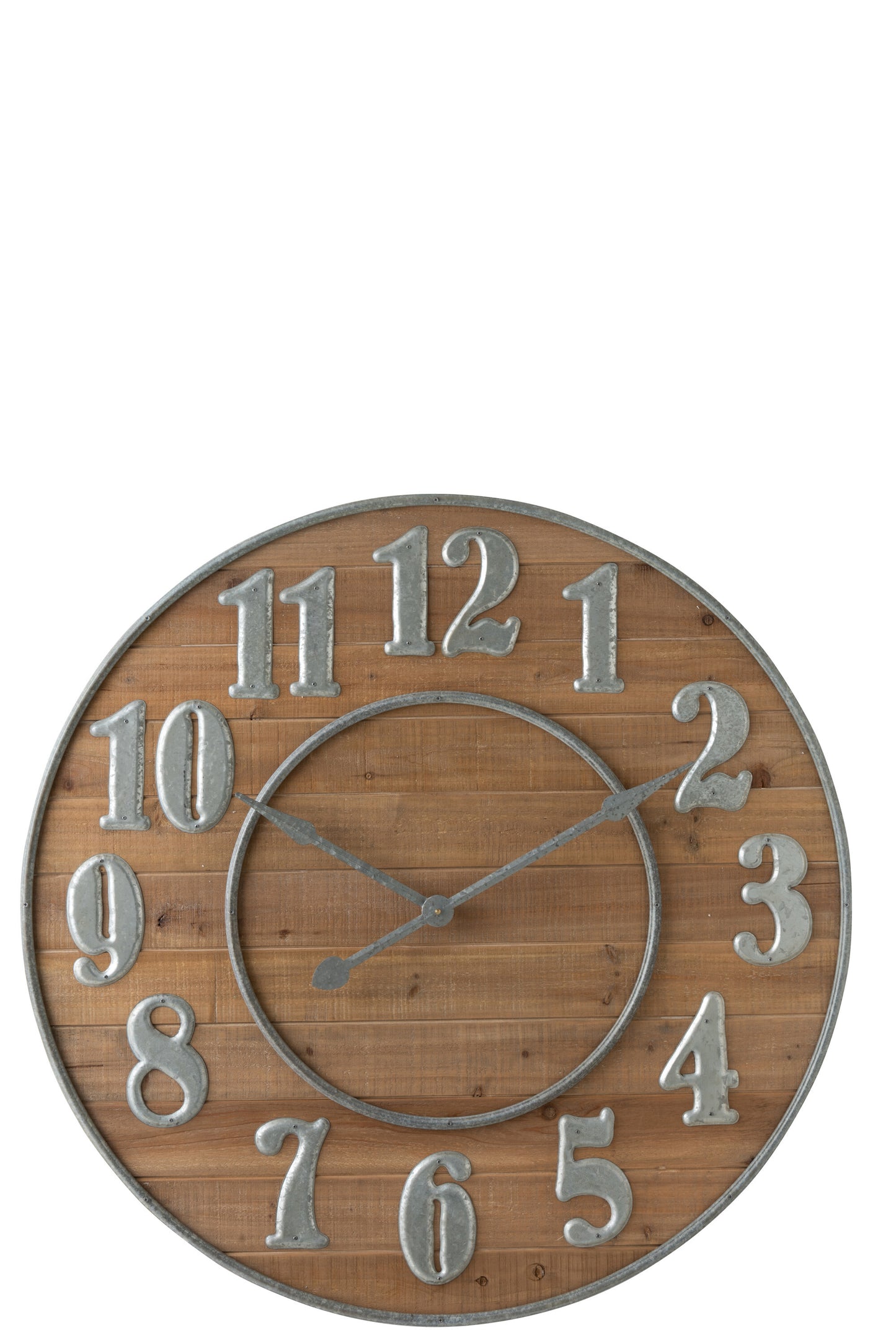 CLOCK ARABIC NUMERALS WOOD NATURAL/METAL SILVER