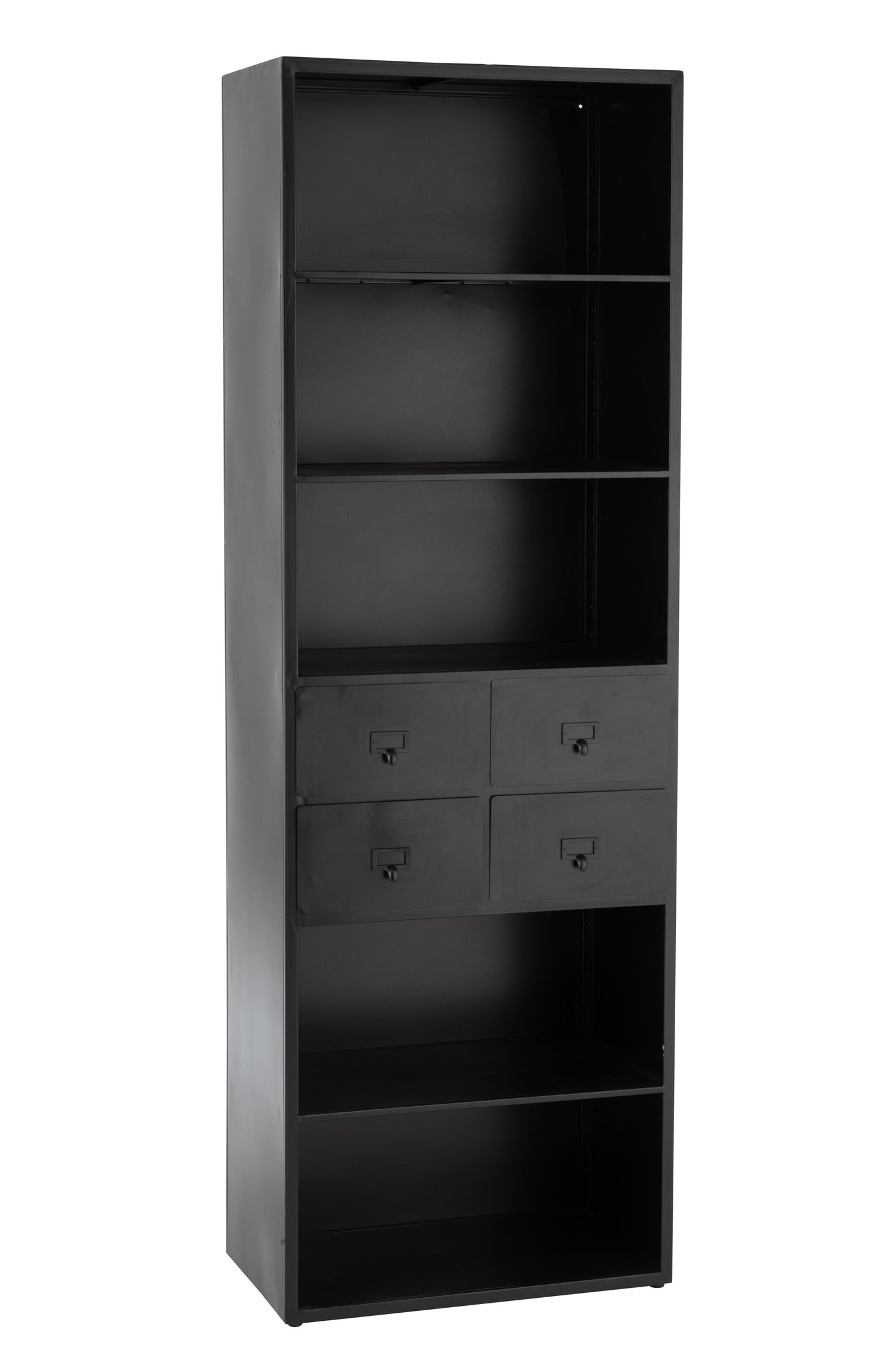 CUPBOARD 5 SHELF+4DRAWER METAL BLACK