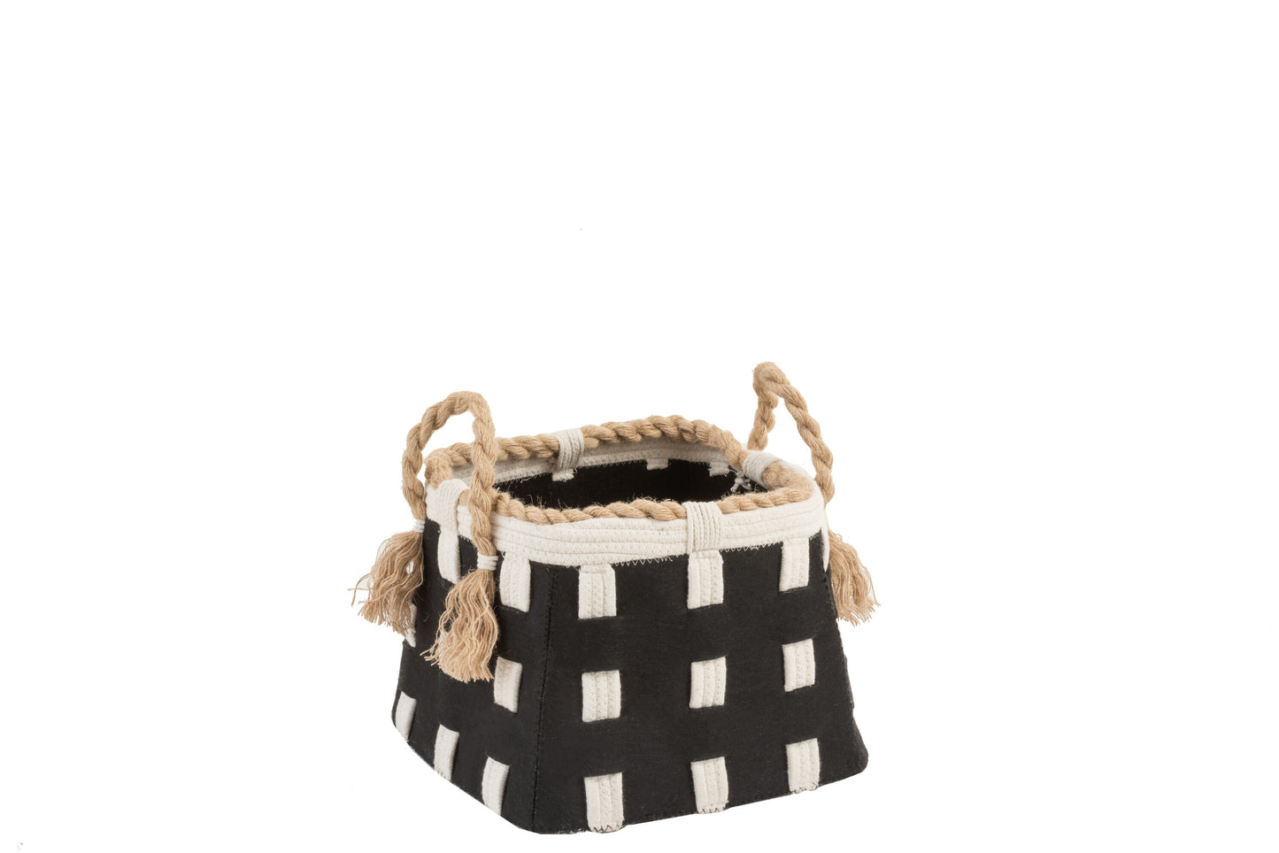 BASKET ROPE JUTE TEXTILE BLACK/ECRU