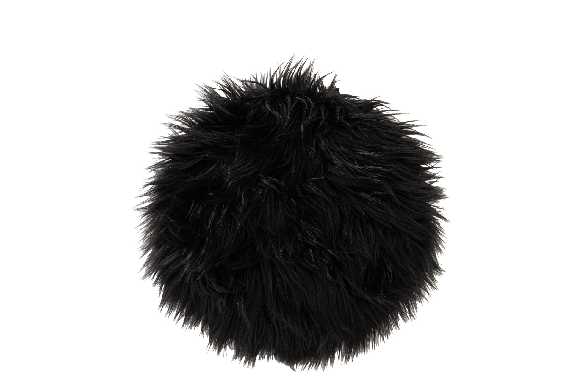 CUSHION CHAIR ROUND FAKE FUR BLACK