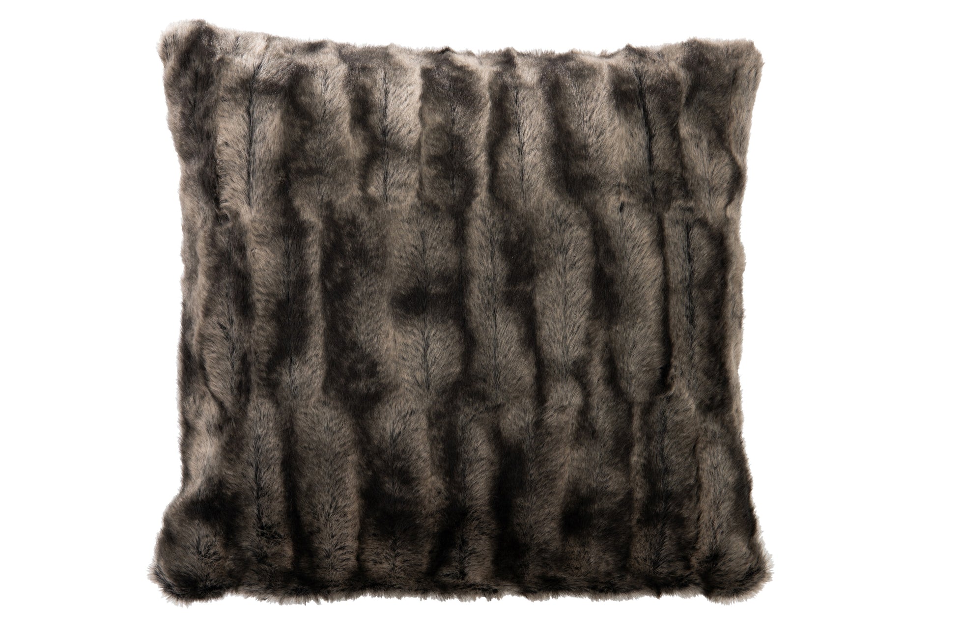 CUSHION FAKE FUR STRIPE BLACK/WHITE/GREY