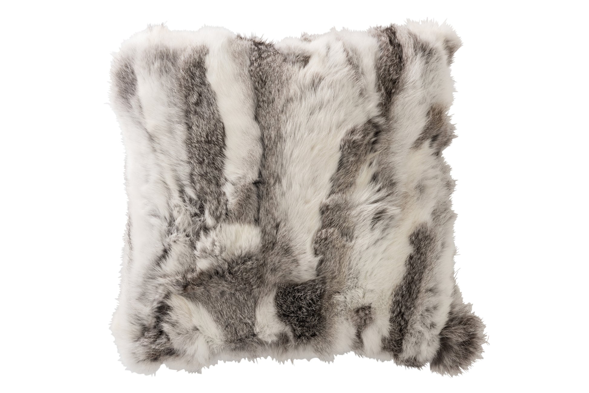 CUSHION SQ RABBIT SKIN GRY/WH