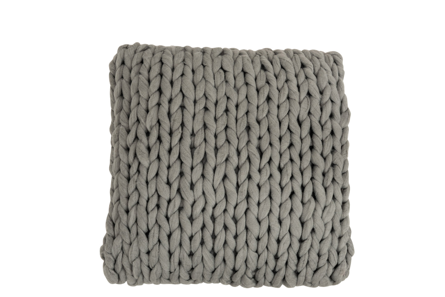 CUSHION KNITTED SQUARE ACRYLIC LIGHT GREY