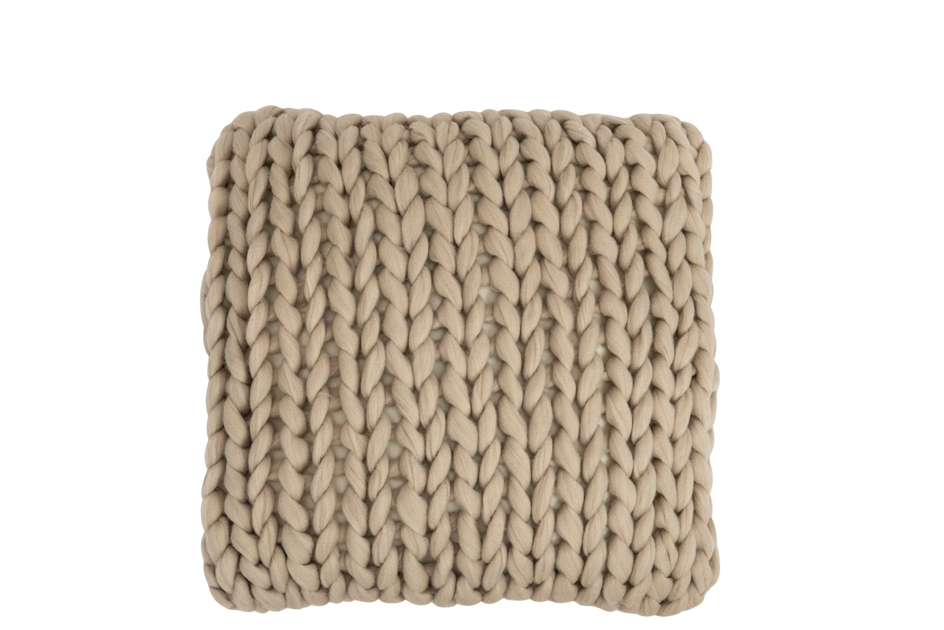 CUSHION KNITTED SQUARE ACRYLIC BEIGE