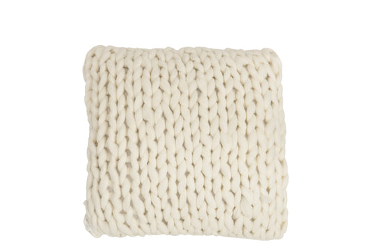 CUSHION KNITTED SQUARE ACRYLIC WHITE