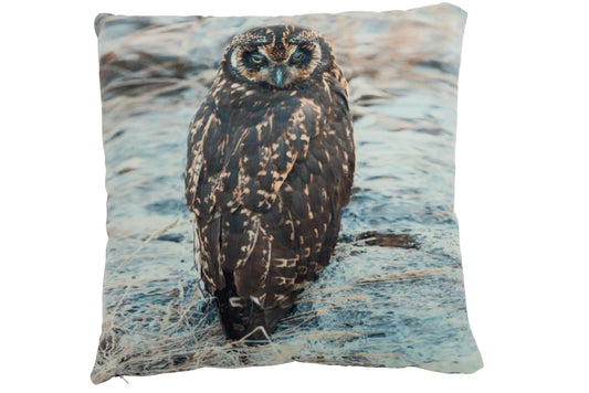 CUSHION OWL POLYESTER BROWN/GREY