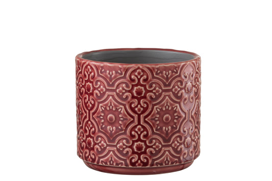 FLOWERPOT ORIENTAL CERAMIC RED MEDIUM