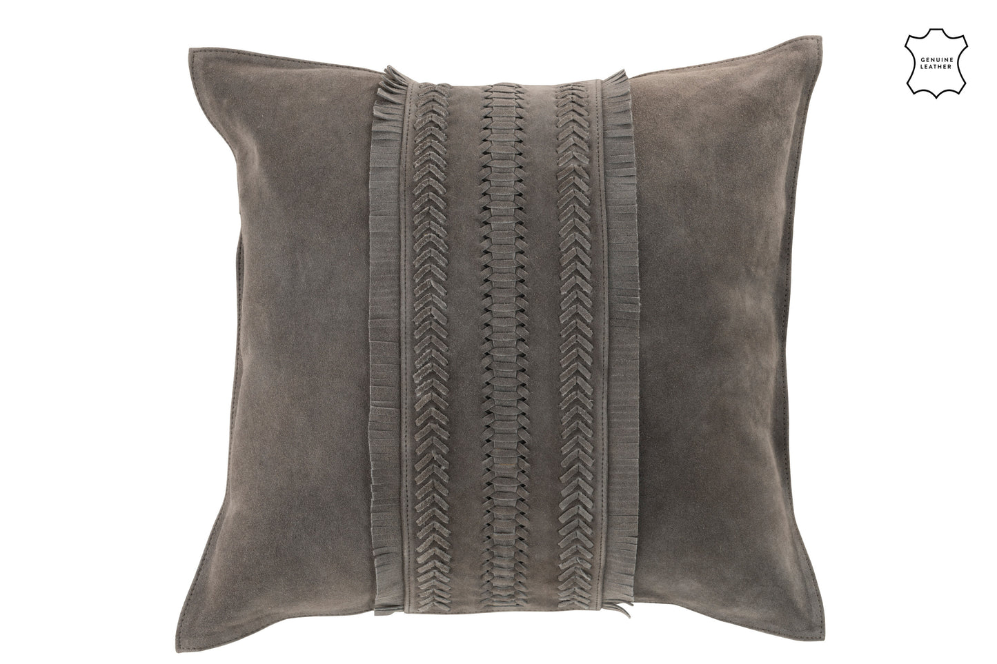 CUSHION BORDER SQUARE LEATHER GREY