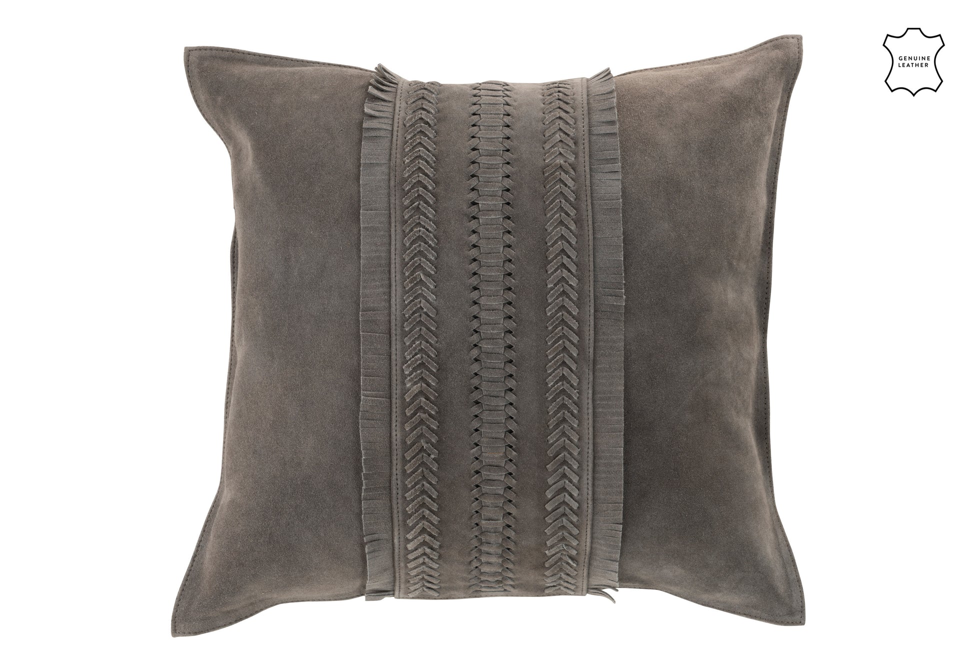 CUSHION BORDER SQUARE LEATHER GREY