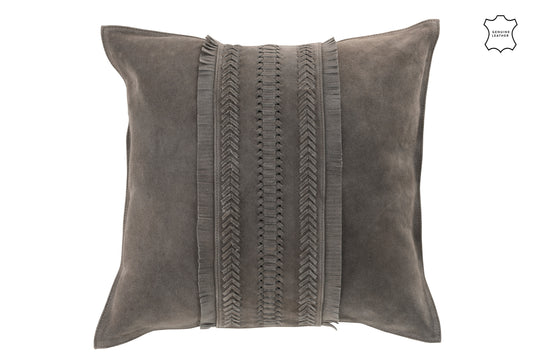 CUSHION BORDER SQUARE LEATHER GREY