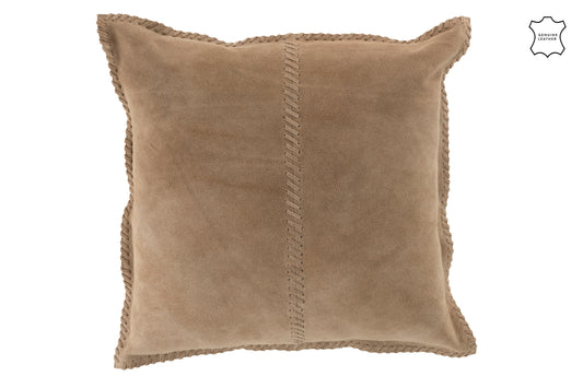 CUSHION STICHING SQUARE LEATHER BEIGE