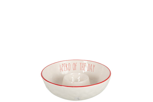 DISH DIP APERO CERAMIC RED/WHITE