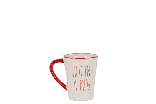 CUP HUG IN MUG CERAMIC RED/WHITE