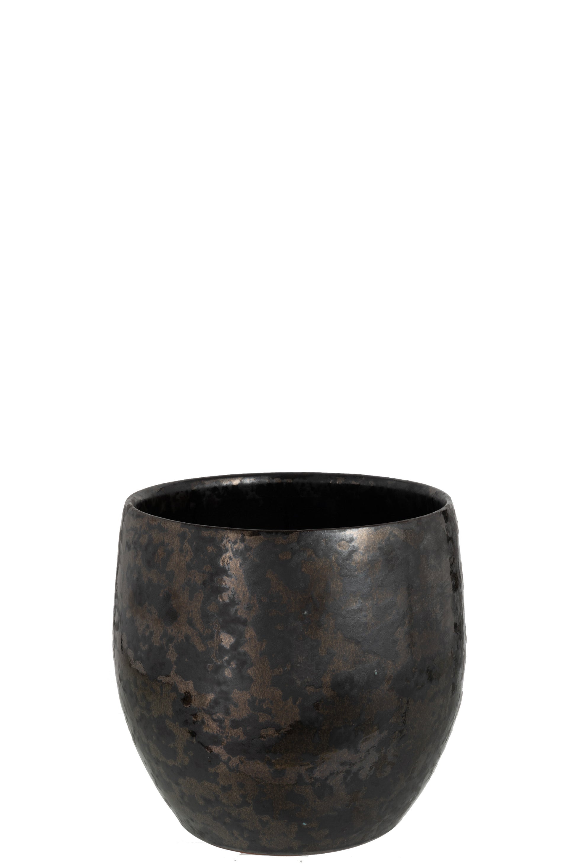 FLOWER POT ANTIQUE SMOKEY CERAMIC BLACK LARGE